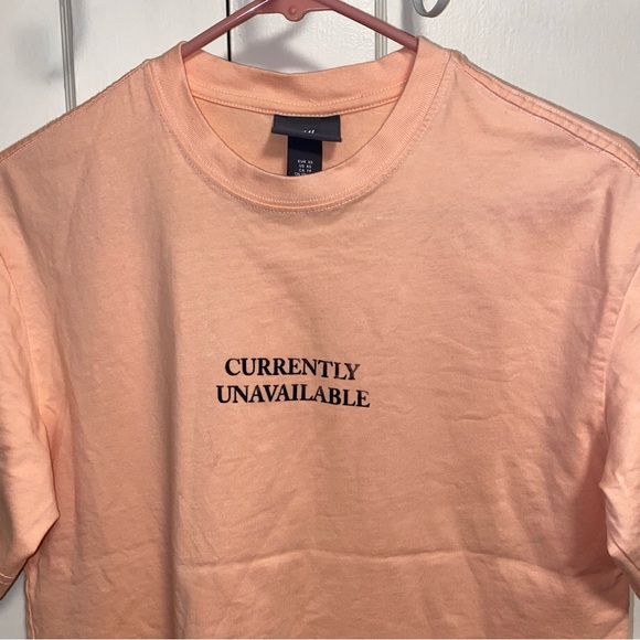 H&M XS Loose Fit Printed Currently Unavailable Peach Short Sleeve Tee - Picture 5 of 14